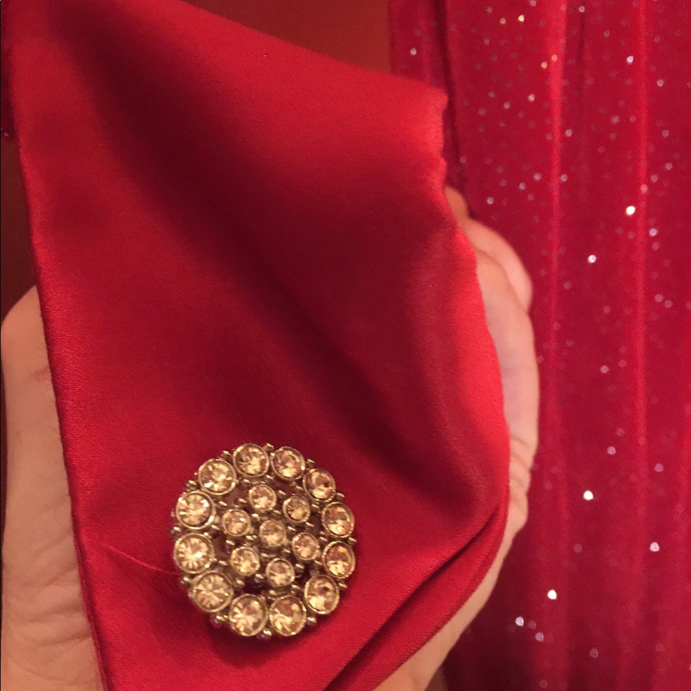 Betsy & Adam sparkling red dress & bolero - Small - Picture 3 of 5